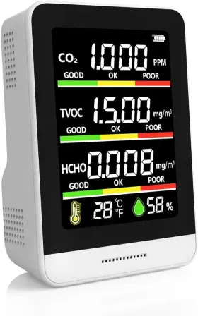 22 Hobbies 705353023231 Air Quality Monitor Indoor 8-in-1 Smart Tester With Co2 Tvoc Hcho