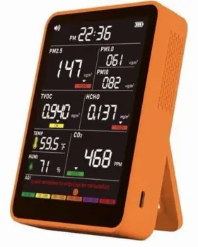 Pm1.0 Airwhisper 04545 Air Quality Monitor Pm2.5 Pm10 Tvoc Hcho Co2 Temperature Humidity Orange