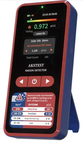 Rm-60 Akstest Radon Detector Digital Tft Monitor Usb-c Rechargeable Home Use
