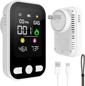 Ancipure 445000294203 4-in-1 Upgraded Natural Gas Leak Detector Plug-in Carbon Monoxide Detectors Co
