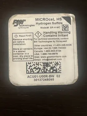 Acu01-u00r-bw Bw Technologies Microcel Hs Hydrogen Sulphide Gas Sensor