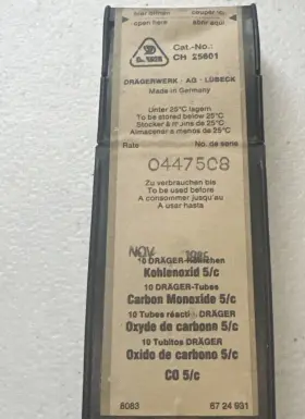 0447508 Draeger 10 Tube Drager Detector Mercaptan Date On Box Nov. 1986