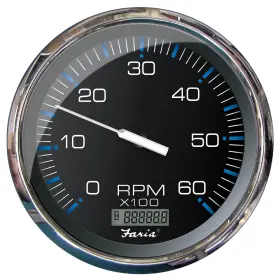 75472 Faria Beede Instruments Chesapeake Black 5 Inch Tachometer Hourmeter Hour Meter