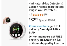 X0040l8001 Gedsffati 4in1 Natural Gas Detector And Carbon Monoxide Detectors Plug In Wall Portable