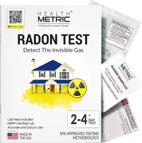 48-96h Health Metric 313039329364 Radon Test Kit - Charcoal Gas Detector Epa Approved 1-pack