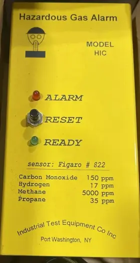 Hic-822 Industrial Test Equipment Co. Hazardous Multi Gas Alarm 120v 8-min Delay