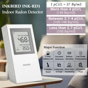 Ink-rd1 Inkbird Portable Radon Tester Gas Detector Monitoring Pci/l Home Basement Room