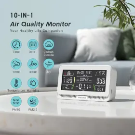 Inkbirdplus 765551474044 Inkbird Air Quality Monitor Indoor Co2 Detector Portable 10-in-1 Hcho Aqi