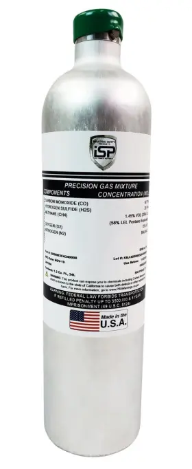 Bw-quadgasmix-58l-es-isp Isp Calibration Gas Cylinder For Bw Monitors 58l Ch4/lel O2 Co And H2s