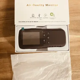 Dm106 Langkou Air Quality Detection Monitor Lcd Screen Hcho Tvoc Co2 Pm2. 5 Hum Temp Aqi