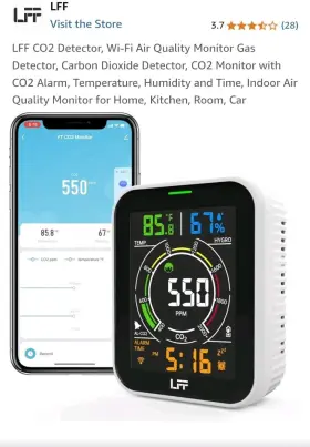 Laq963 Lff Co2 Detector Wi-fi Air Quality Monitor Gas Alarm Temp Humidity Time