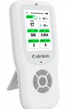Pm1.0 Lifebasis Life Basis Air Quality Monitor Indoor 10-in-1 Co2 Gas Humid Detector Stand