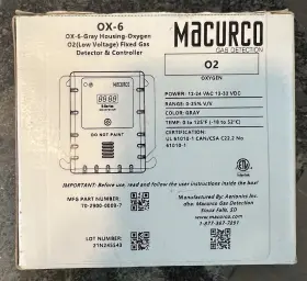 70-2900-0009-7 Macurco Fixed O2 Gas Detector Dvp-120 Ox-6