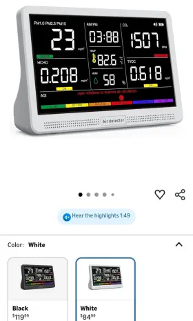 Ak22 Monitor 16 In 1 Air Quality Indoor 7 Inch Display 9 Aqi Alerts