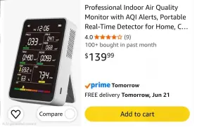 X0050633bv Monitor Professional Indoor Air Quality Co2 Detector Pm2.5 Aqi Tester Home X0050633bv Monitor Professional Indoor Air Quality Co2 Detector Pm2.5 Aqi Tester Home