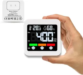 Nexus Sensus 716597215870 Plug-in 4-in-1 Gas And Co Detector With Temp/humidity - White-voice Edition