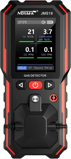 Jms19 Noyafa Gas Detector 5in1 Monitor H2s O2 Co Lel Natural Real-time Temp