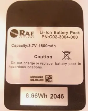G02-3004-000 Rae Systems Li-ion Battery Pack For Toxirae Pro Lel Gas Monitor / Detector