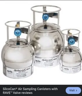 24142-650652 Restek Used Silcocan Air Sampling Canister 6l With 2-port Siltek