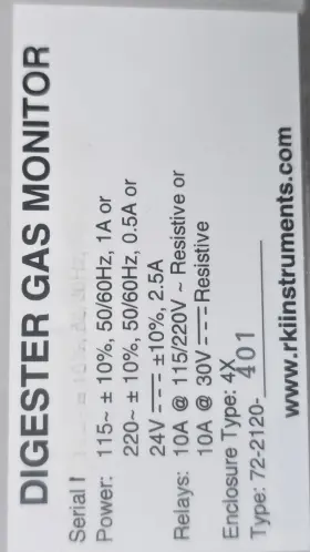 71-0266rk Rki Instruments Digester Gas Monitor