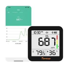 C10-2nd Temtop C10 2nd Co2 Monitor Indoor Air Quality 180 Days Standby Time