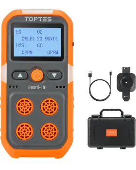 Toptesguard101 Toptes Guard-101 Gas Detector 4 Monitor For H2s Co Lel And O2 With Vibration