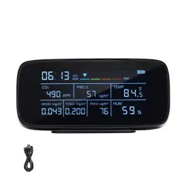 Vevor 197988386094 Air Quality Monitor 9-in-1 Co2 Temperature Humidity Formaldehyde Tvoc Aqi Te