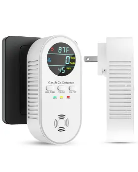 Vilfet 768924516495 5-in-1 Carbon Monoxide Detectors Natural Gas Leak Detector Plug-in And Batter