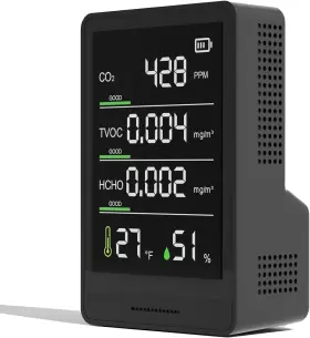 Xoopon 717813082443 5-in-1 Smart Air Quality Monitor Indoor With Co2 Tvoc Hcho Temperature Etc