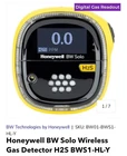 Honeywell Solo Wireless Gas Detector H2S BWS1-HL-Y. New In Box. Price: $216.00.