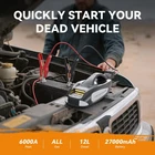 Car Battery Starter 6000A, 160PSI Pump, 27000MAH For Gas New. Price: $133.89.